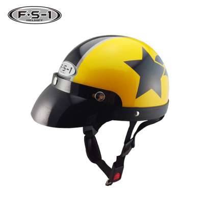 Factory directly wholesale price leather scooter helmets summer  half face moped helmet for electrical bike